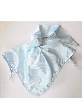 SOOTHYS BABY EMPORIO BLUE SATIN LOVEY DOLL, KNOTTED CORNERS,  SECURITY BLANKET